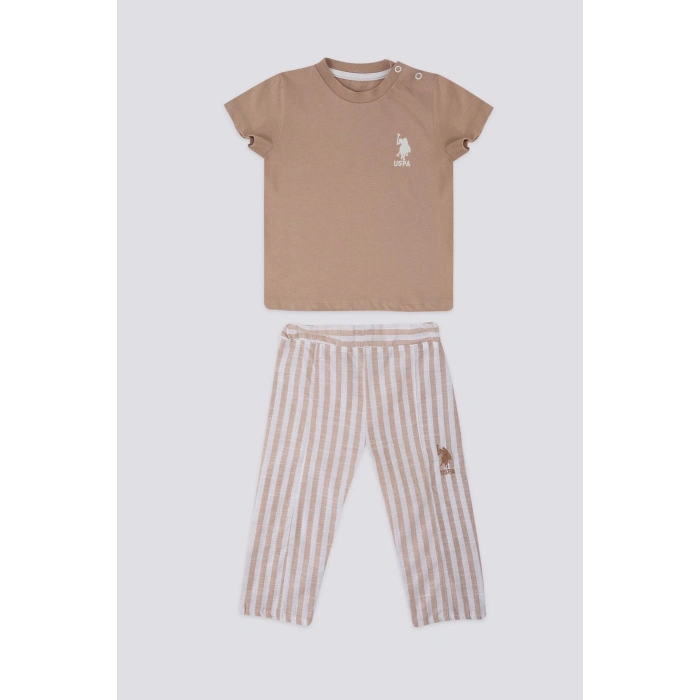 ERKEK BEBEK 2 Lİ KISA KOL T-SHIRT TAKIM - VİZON