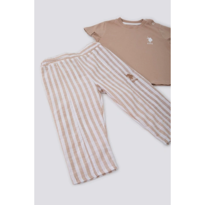 ERKEK BEBEK 2 Lİ KISA KOL T-SHIRT TAKIM - VİZON