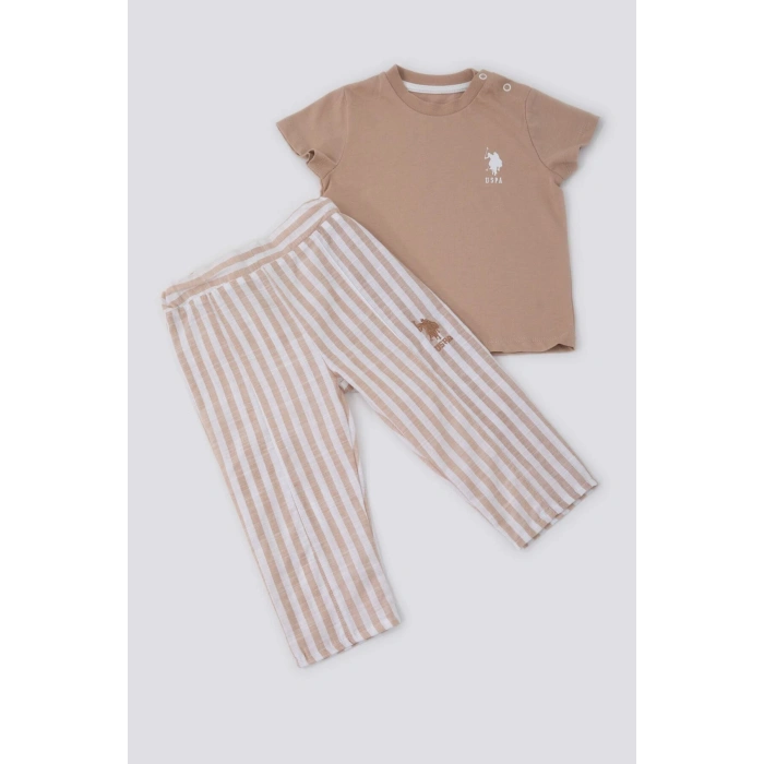 ERKEK BEBEK 2 Lİ KISA KOL T-SHIRT TAKIM - VİZON