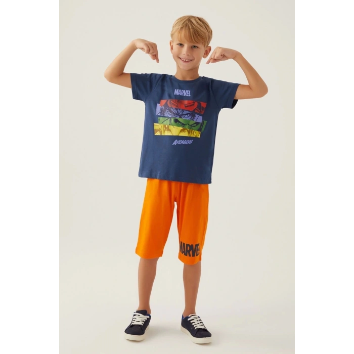 AVENGERS ERKEK ÇOCUK KAPRİ TAKIM - KOYU İNDİGO