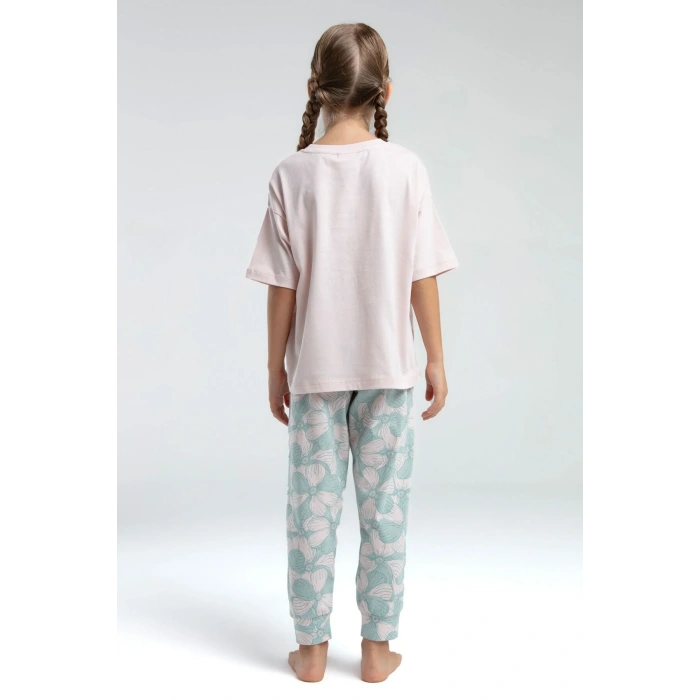 KIZ ÇOCUK PİJAMA TAKIMI - PUDRA