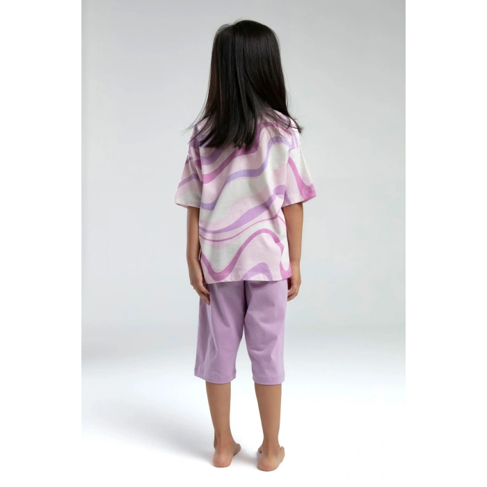 KIZ ÇOCUK KAPRİ TAKIM - KREM/TOZ PEMBE