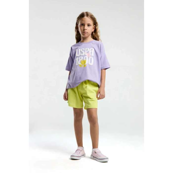 KIZ GARSON ŞORT TAKIM - AÇIK İNDİGO