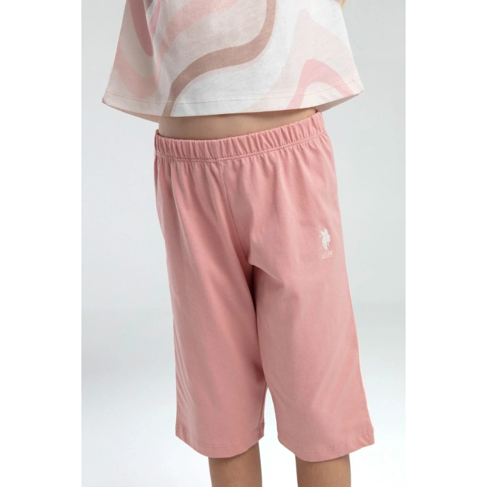 KIZ ÇOCUK KAPRİ TAKIM - BEYAZ/SOMON