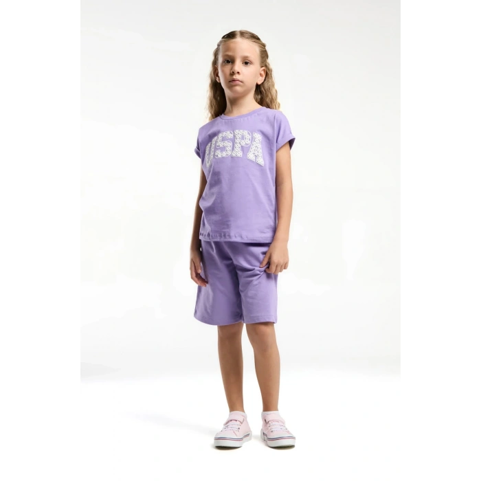 KIZ ÇOCUK BERMUDA TAKIM - KOYU LİLA