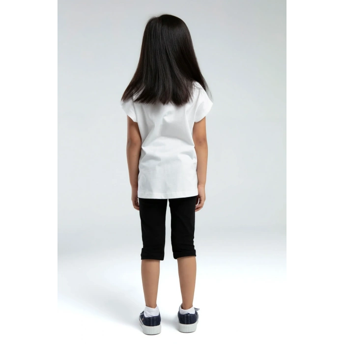 KIZ GARSON KAPRİ TAYT TAKIM - Beyaz