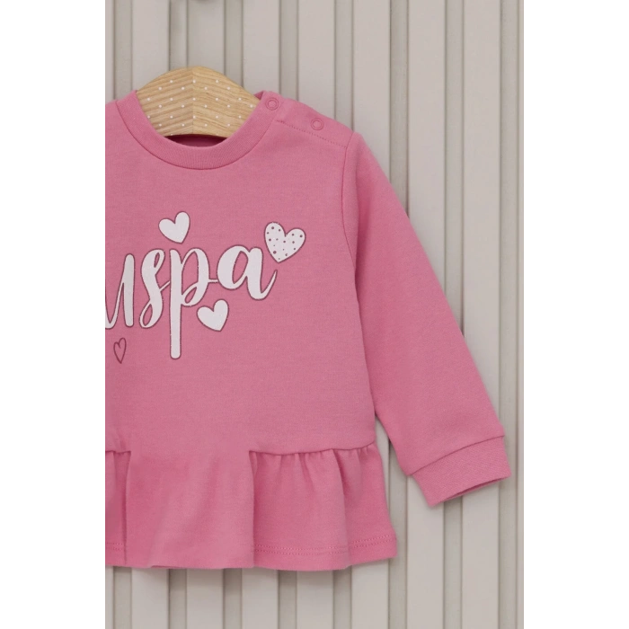 US POLO KIZ BEBEK UZUN KOL 2LI TAKIM - KARANFİL