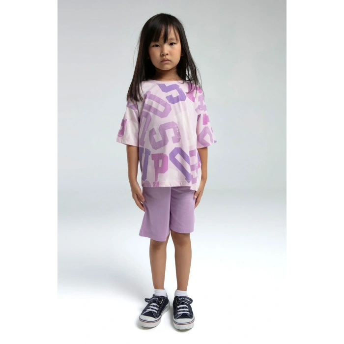 KIZ ÇOCUK BERMUDA TAKIM - TOZ PEMBE