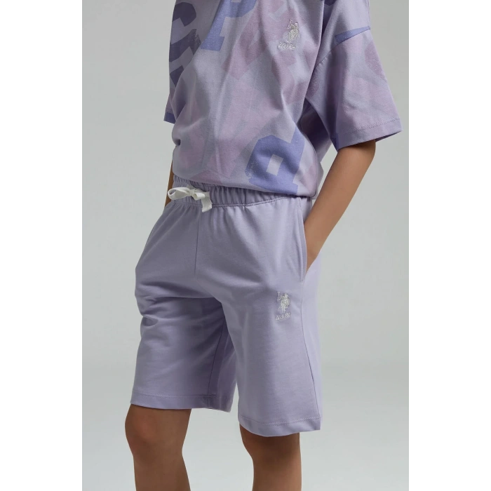 KIZ ÇOCUK BERMUDA TAKIM - LİLA