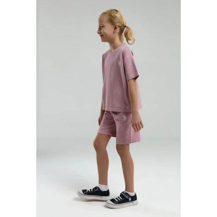 KIZ ÇOCUK BERMUDA TAKIM - RETRO PEMBE
