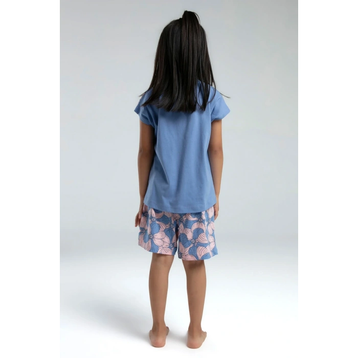 KIZ GARSON ŞORT TAKIM - AÇIK İNDİGO