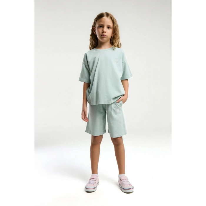 KIZ GARSON BERMUDA TAKIM - ÇAY YEŞİLİ