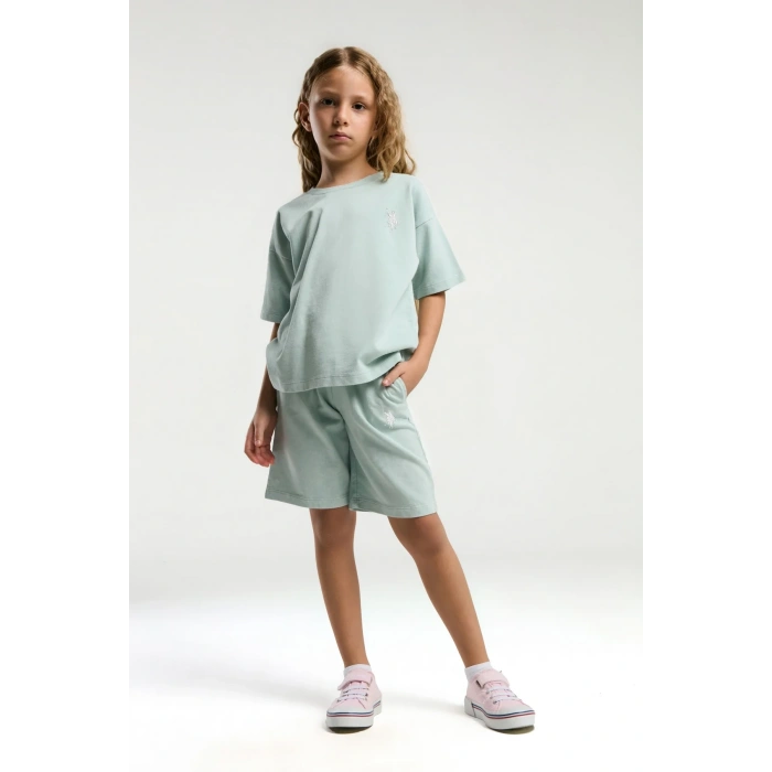 KIZ GARSON BERMUDA TAKIM - ÇAY YEŞİLİ