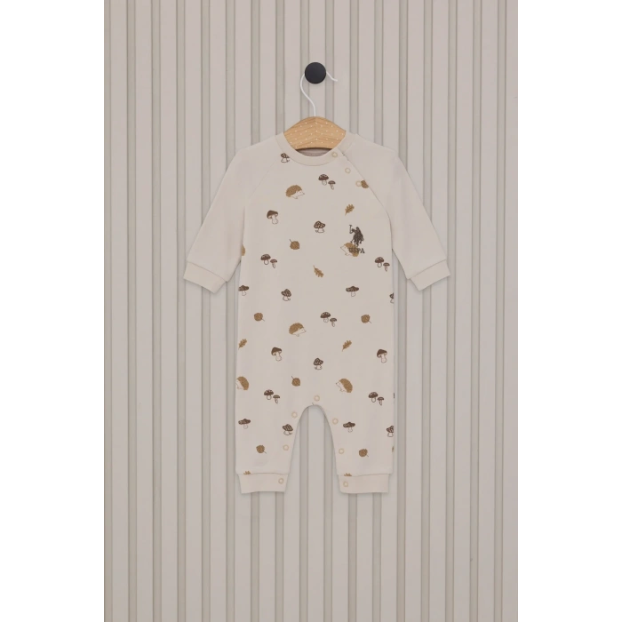 US POLO ERKEK BEBEK UZUN KOLLU PATİKSİZ TULUM - KREM