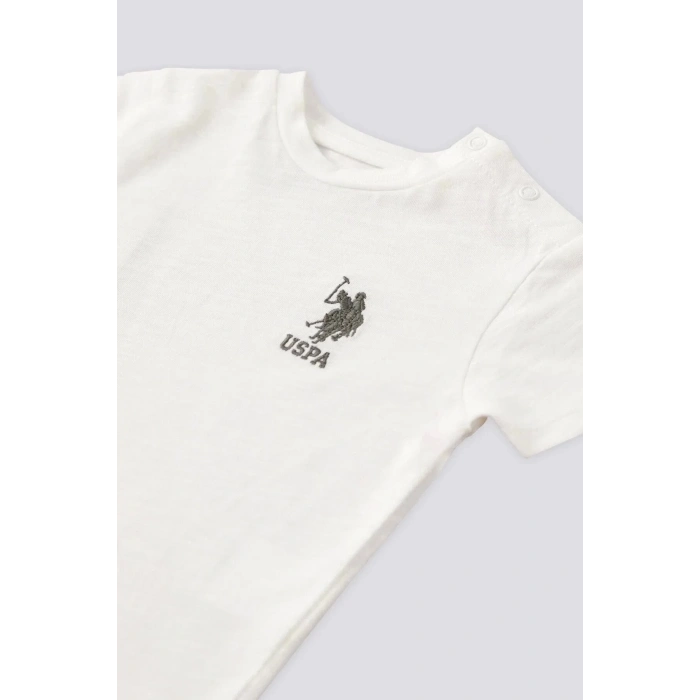 KIZ BEBEK 2 LI KISA KOL T-SHIRT TAKIM - KREM