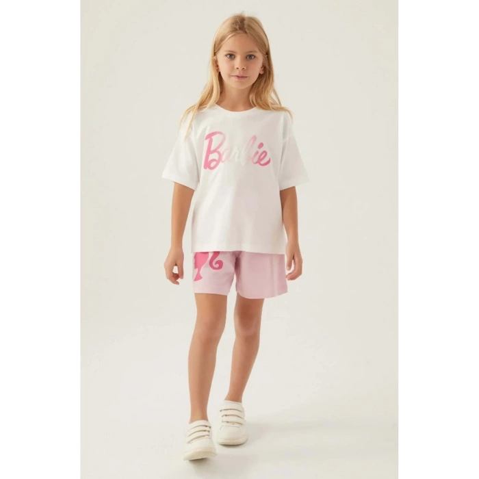 BARBIE KIZ GARSON ŞORT TAKIM - KREM