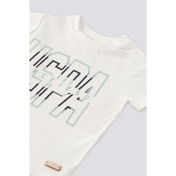 ERKEK BEBEK 2 LI KISA KOL T-SHIRT TAKIM - KREM