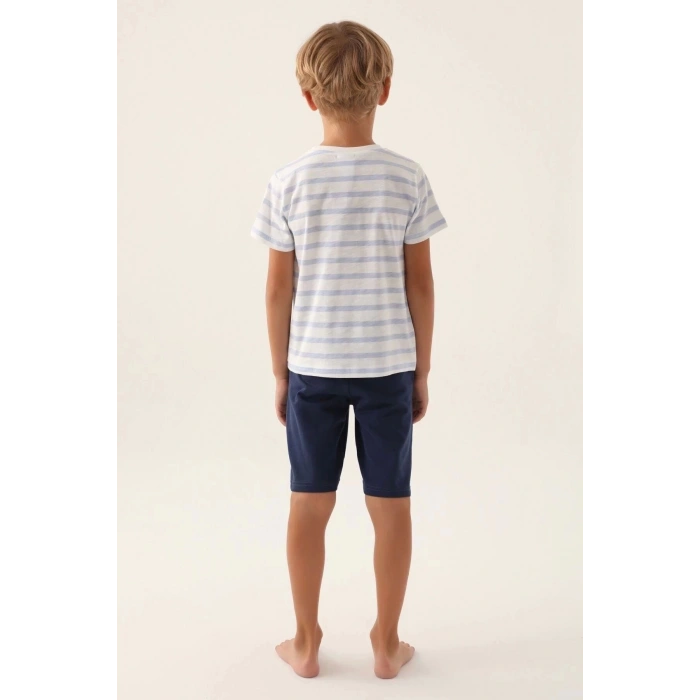 ERKEK ÇOCUK BERMUDA TAKIM - KREM MAVİ