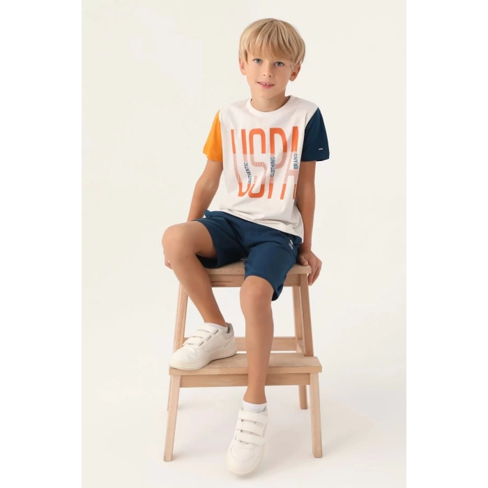 ERKEK ÇOCUK BERMUDA TAKIM - KREM MELANJ