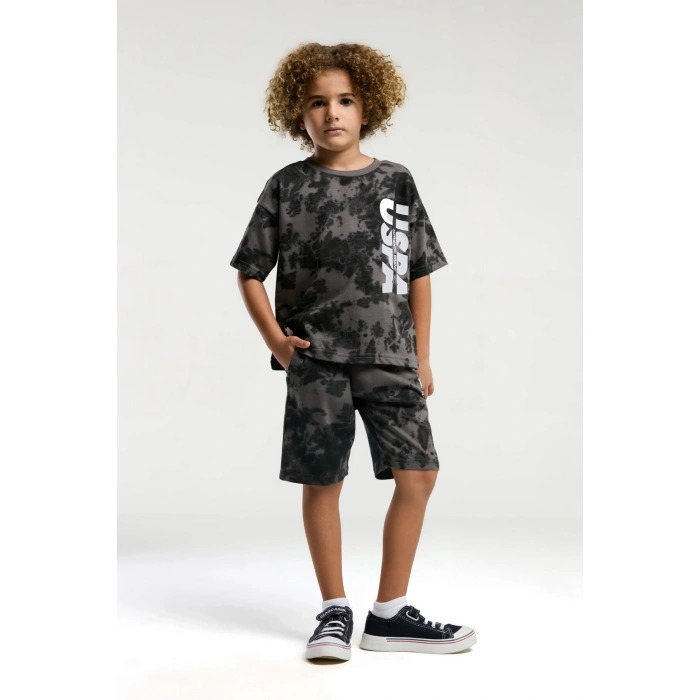 ERKEK GARSON BERMUDA TAKIM - KOYU GRİ