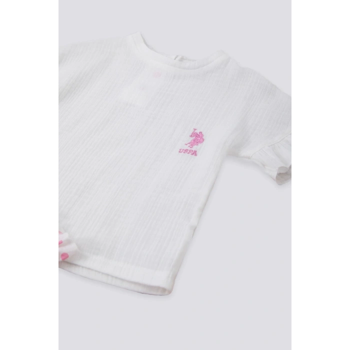KIZ BEBEK 2 Lİ KIS KOL T-SHIRT TAKIM - KREM