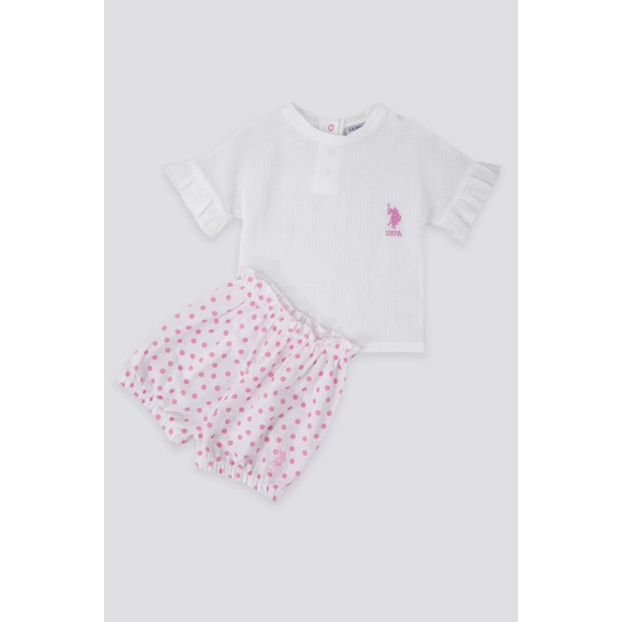 KIZ BEBEK 2 Lİ KIS KOL T-SHIRT TAKIM - KREM