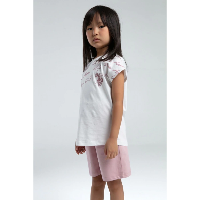 KIZ ÇOCUK BERMUDA TAKIM - BEYAZ/SOFT PEMBE