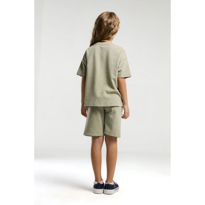 KIZ ÇOCUK BERMUDA TAKIM - ÇAY YEŞİLİ