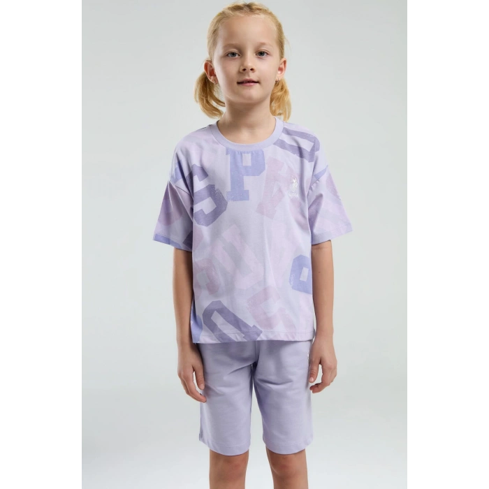 KIZ ÇOCUK BERMUDA TAKIM  - LİLA