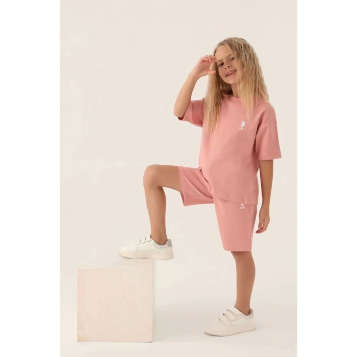 KIZ ÇOCUK BERMUDA TAKIM - RETRO PEMBE