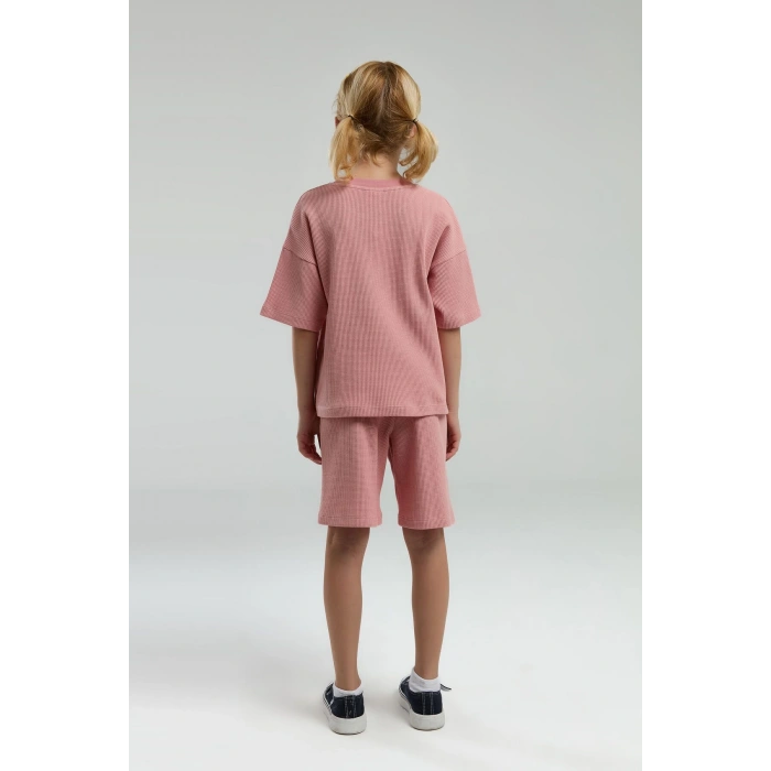 KIZ ÇOCUK BERMUDA TAKIM - RETRO PEMBE