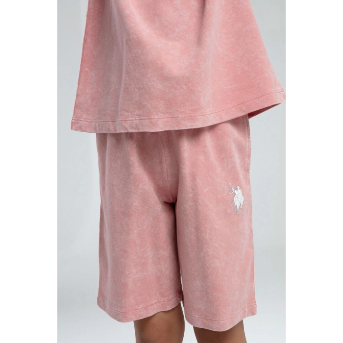 KIZ ÇOCUK BERMUDA TAKIM - RETRO PEMBE