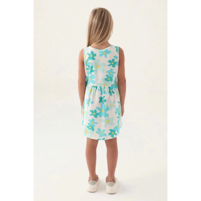 KIZ ÇOCUK ELBİSE - TURKUAZ ÇİÇEK