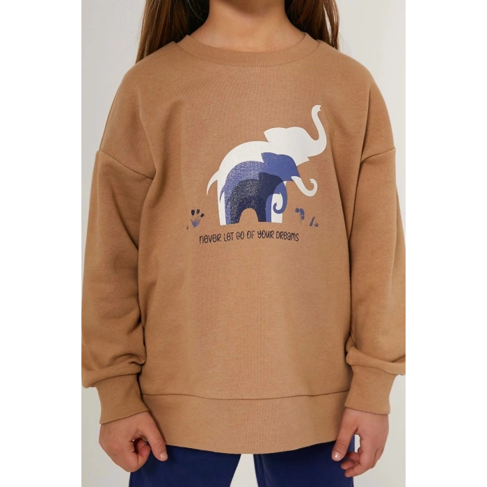 KIZ ÇOCUK EŞOFMAN TAKIM - VİZON