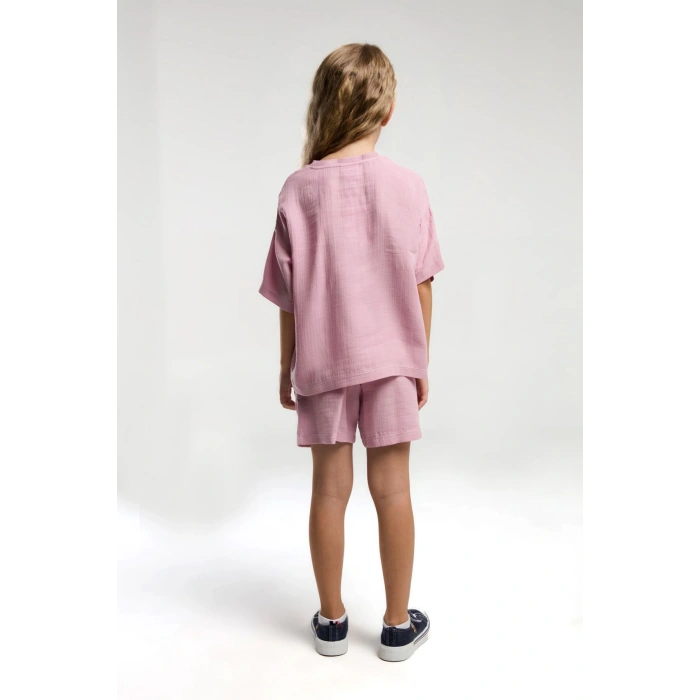 KIZ ÇOCUK ŞORT TAKIM - GÜL KURUSU