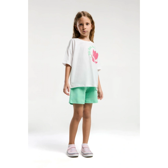 KIZ ÇOCUK ŞORT TAKIM - KREM