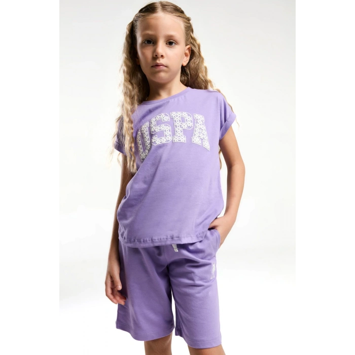 KIZ GARSON BERMUDA TAKIM  - KOYU LİLA