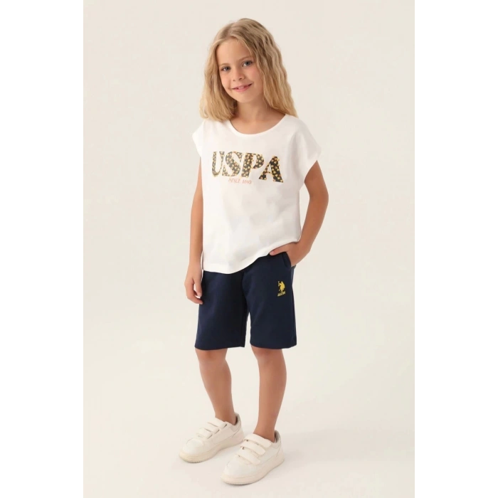 KIZ GARSON BERMUDA TAKIM - KREM LACİVERT