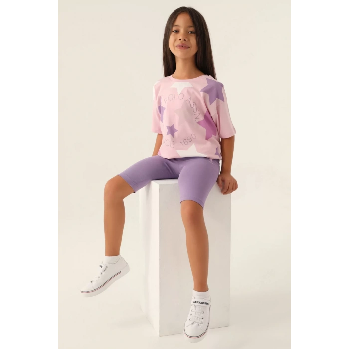 KIZ GARSON BERMUDA TAYT TAKIM - TOZ PEMBE