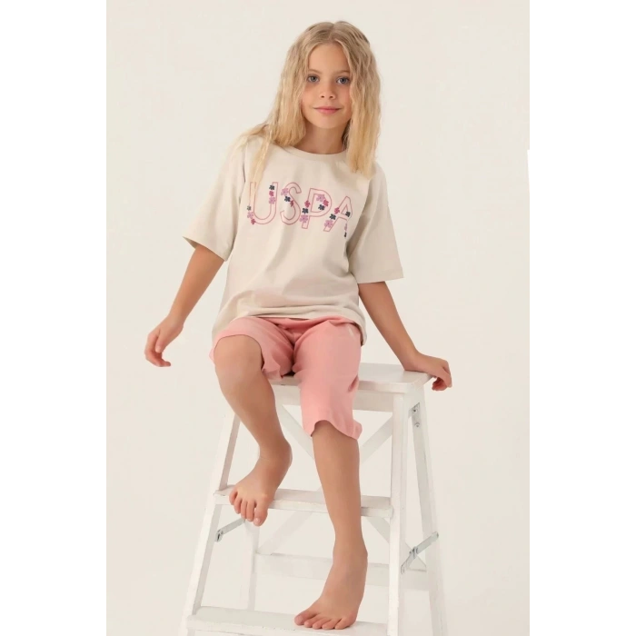 KIZ GARSON KAPRİ TAKIM - BEJ