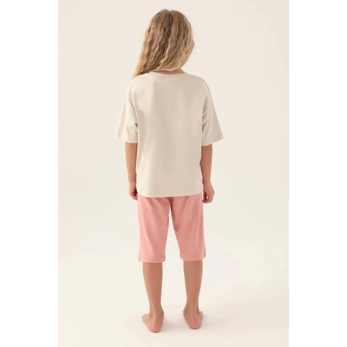 KIZ GARSON KAPRİ TAKIM - BEJ