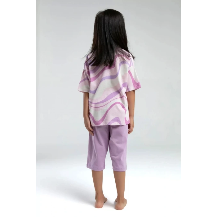 KIZ GARSON KAPRİ TAKIM - KREM/TOZ PEMBE