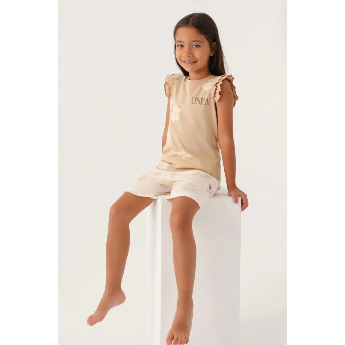KIZ GARSON ŞORT TAKIM - BEJ