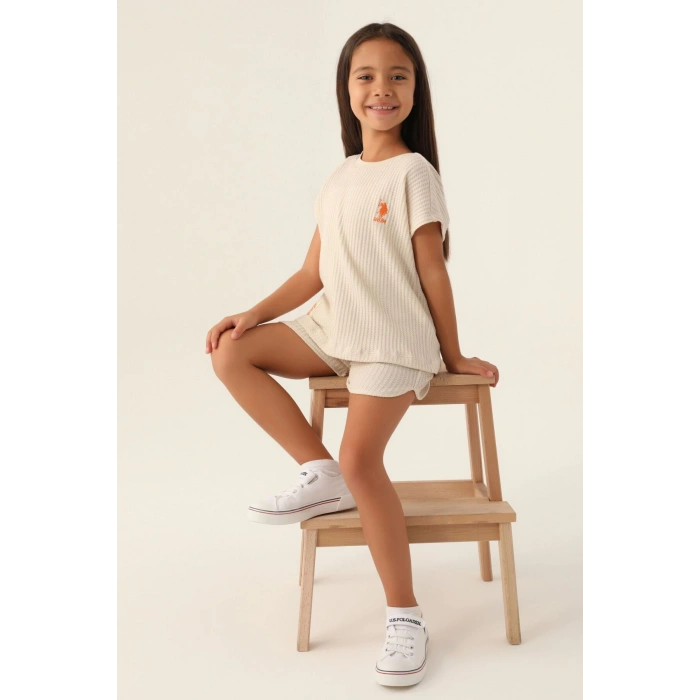 KIZ GARSON ŞORT TAKIM - BEJ