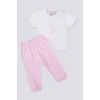 KIZ BEBEK 2 Lİ KISA KOL T-SHIRT TAKIM - KREM