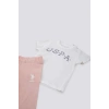 KIZ BEBEK KISA KOL T-SHIRT 2 Lİ TAKIM - KREM