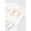 KIZ BEBEK 2 LI KISA KOL T-SHIRT TAKIM - KREM