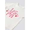 KIZ BEBEK 2 LI KISA KOL T-SHIRT TAKIM - KREM