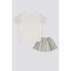 KIZ BEBEK 2 LI KISA KOL T-SHIRT TAKIM - KREM
