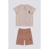 ERKEK BEBEK 2 Lİ KISA KOL T-SHIRT TAKIM - BEJ ÇİZGİLİ